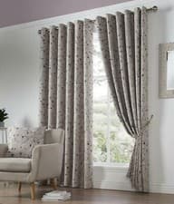 Image of Floral Eyelet Ring Top Curtains Pair Blockout Thermally Efficient
