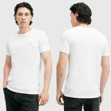 Image of ALLSAINTS Mens Tonic T Shirt Optic White Crewneck Top SS Cotton Tee ALL SAINTS