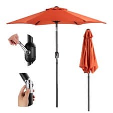 Image of VonHaus Parasol Umbrella 2M Garden Parasol with Crank & Tilt Function, Orange