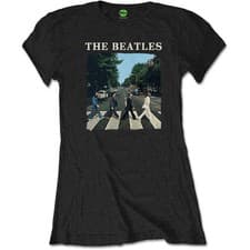 Image of The Beatles Ladies Slim Fit T-Shirt: Abbey Road & Logo (Retail Pack) OFFICIAL NE