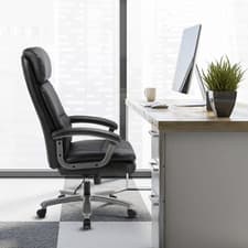 Image of Zeus Executive Office Chair Black Bonded Leather Heavy Duty High Back Padded VAT