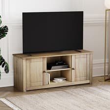 Image of Panama Flat Screen TV Unit 2 Door 1 Shelf Natural Oak Wax Pine By Home Discount