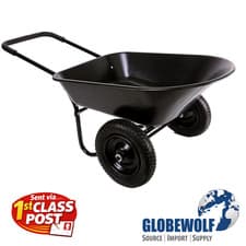 Image of Two 2 Wheel WHEELBARROW 150kg Heavy Duty 85L Steel / Plastic Yard Barrow Equine