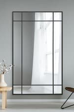 Image of Large Black Contemporary Leaner and Wall Mirror 71" x 43" 180x110cm MirrorOutlet