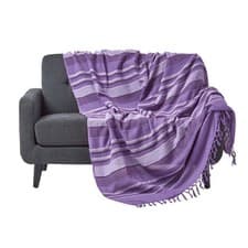 Image of Cotton Morocco Striped Throw Beige Blue Green Grey Mauve Monochrome Pink Yellow