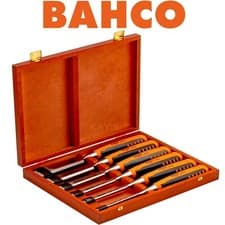 Image of BAHCO Wood Chisel Set 6 Piece Honed Hardened Splitproof In Storage Case 424P-S6
