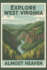 Image of Explore West Virginia Almost Heaven Vintage Retro Travel Poster Print Wall Art