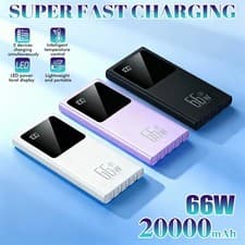 Image of Power Bank 20000mAh 66W High-Speed Portable Charger Built-In Cables Battery Pack