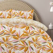 Image of Luxury Super Soft Reversible Bright Leaves Duvet Cover With Pillowcase