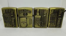 Image of Jack Daniels 4 x Lighter Windproof Flint Ignition Gold Metal Petrol