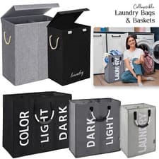 Image of Large Laundry Washing Bag Basket Storage Bin Dirty Clothes Storage Handle Hamper