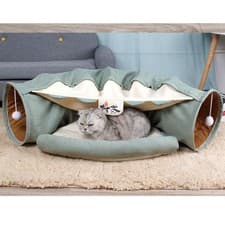 Image of Cat Kitten Play Bed Toy Fun Post With Tunnel Mouse Pet Activity