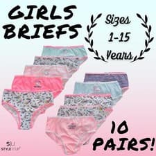 Image of 10 Pairs Packs Girls Briefs Printed Cotton Short Trunks Kids Underwear Pants