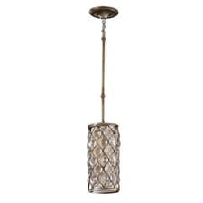 Image of 1 Bulb Ceiling Pendant Light Fitting Burnished Silver LED E27 60W Bulb