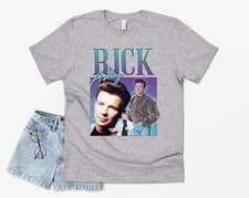 Image of Rick Astley Homage T-shirt Tee Funny UK Music Icon Legend 90's 80's Retro Meme