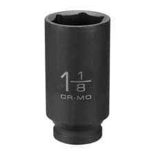 Image of 6 Point Impact Socket 1-1/8" Socket 1/2" Square Drive 3.1" Long 40cr Steel