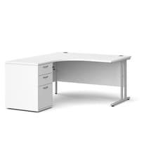Image of Ergonomic Left-Hand Corner Desk with 3-Drawer Pedestal in 5 Colours & 3 Sizes