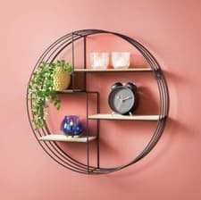 Image of NEW Metal Wire Wall Shelf Home Decor Storage Floating Round Multi-Section Shelf