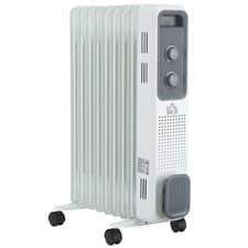 Image of Oil Filled Radiator 60cm White 9-Fin 2180W Portable Adjustable Thermostat Wheels