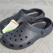 Image of Crocs Classic Glitter Clog Shoes Black Glitter Size Mens 11 Womens 13 NWT