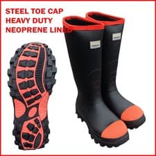 Image of NEOPRENE LINED WELLIES SAFETY WELLINGTONS STEEL TOE CAP MIDSOLE YARD/WORK BOOTS