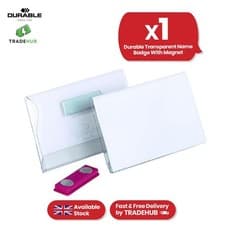Image of Durable Magnetic Name Badges 25 Pack Clear PVC ID Tags with Inserts 54 x 90 mm