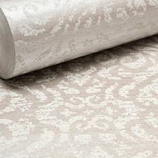 Image of Taupe Floral Damask Wallpaper Metallic Shimmer Effect Textured Grey Beige Mix