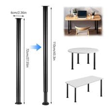 Image of 720-1100MM Adjustable Kitchen Worktop/Desk/Breakfast Bar Table Leg 60mm Bar