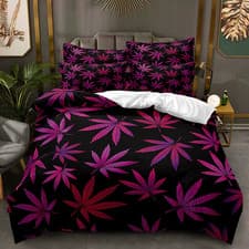 Image of 02.Maple Leaves Duvet Cover Set Nature Bedding Colourful Quilt Decor Bedclothes