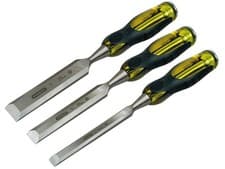 Image of STANLEY FatMax Bevel Edge Wood Chisel with Thru Tang Set 3 Piece STA216268
