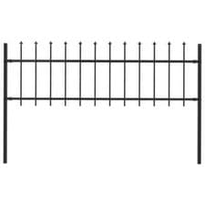 Image of Garden Fence with Spear Top Steel 1.7x0.6 m Black vidaXL