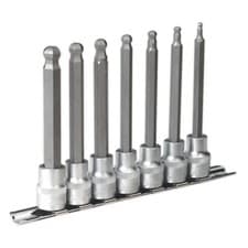 Image of Sealey Ball-End Hex Socket Bit Set 7pc Metric 3/8"Sq Drive 100mm AK6212