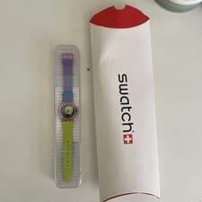 Image of Swatch Watch - NEW IN BOX - Multicoloured Purple Green Pink - Silicone Strap