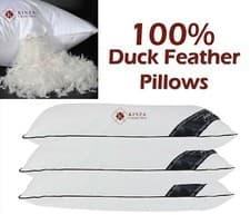 Image of 100% Duck Feather Filled Pillows Soft UK Hotel Quality Pillow PACK of 1, 2, 4, 6