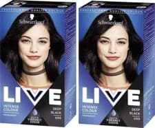 Image of Schwarzkopf LIVE Intense Permanent Hair Dye 099 Deep Black 2 Pack Long Lasting