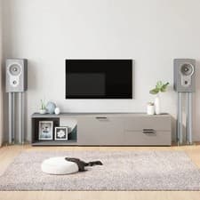 Image of Speaker Stands 2pcs Silver Tempered Glass 4 Pillars Design vidaXL