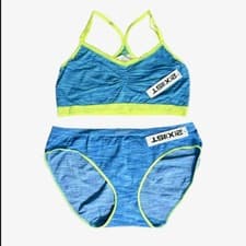 Image of 2(X)IST Set Women’s Racerback Bralette/Bikini Athletic Mesh Large Blue Seamless
