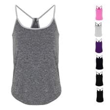 Image of Womens Slim Racer Back Vest Spaghetti Straps Gym Fitness Running Yoga Top