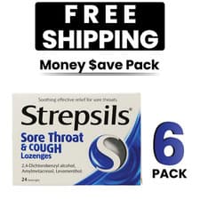 Image of Strepsils Sore Throat & Cough Lozenges 24ct- PACK OF 6- FREE SHIPPING