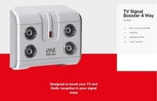 Image of One for All SV9604 Digital Freeview 4 Way TV Radio Signal Booster Amplifier 5G