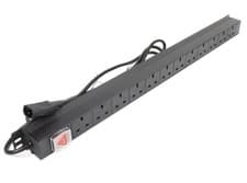 Image of PDU UK Sockets 12 Way With C14 IEC Plug Power Distribution Unit Vertical 1.8m