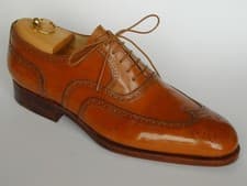 Image of Handmade Men Tan brown Wing Tip Brogue Lace Up Leather Shoes Formal Elegant