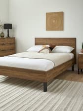 Image of Harlem Double Bed Frame Mid Oak | Loft Style | Sprung Slats