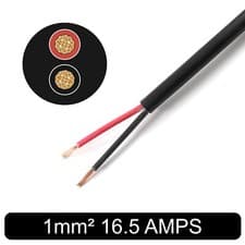 Image of ROUND TWIN 2 Core PVC Stranded Cable 12V 24 Thin Wall Wire Automotive Red Black
