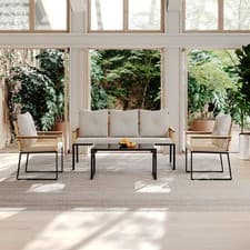 Image of 5 Seater Garden Furniture Set Sofa Chairs Coffee Table Outdoor Patio Lounge Sets