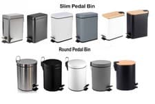 Image of TOILET PEDAL BIN 3,5,12,20L LITER SQUARE/ROUND METAL BATHROOM DUST RUBBISH HOME