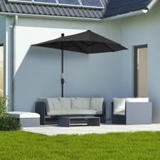 Image of 2m Half Balcony Parasol Market Umbrella w/ Double-Sided Canopy, Base