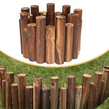 Image of Wooden Garden Fence Flexible Wood Fence for Outdoor Landscaping Yard Patio