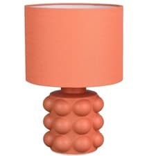 Image of Terracotta Orange Ceramic Modern Table Lamp with Satsuma Orange Drum Shade 30cm