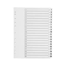 Image of Q-Connect A4 1-20 Index Multi-punched Polypropylene White - KF01356